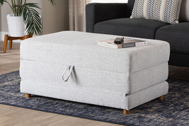 Lankston Modern Light Gray Fabric Convertible Sleeper Ottoman - $321.00