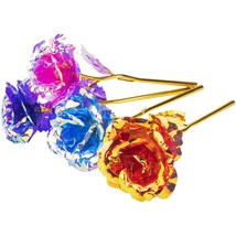 12 Pcs 24K Galaxy Rose Colorful Artificial Flowers Roses Gift,Forever Rose In Gl - £24.29 GBP