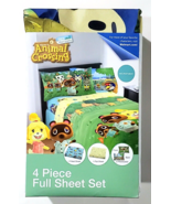 New Horizons Welcome To Animal Crossing 4 Piece Full Sheet Set Fitted Flat - $925.72 MXN