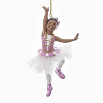 Kurt Adler 5&quot; Resin African American Ballerina Girl Ballet Christmas Ornament - £8.77 GBP