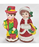 Vintage DICKENS Girl Boy Bisque Porcelain Christmas Figurine Coin Piggy ... - $32.66