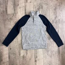 Sonoma Kids Gray Navy Blue Heathered Quarter Snap Mock Neck Pullover Swe... - $14.84