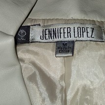 Jennifer Lopez Beige Zip Front Faux Leather Motorcycle Jacket Size Medium  - £16.19 GBP
