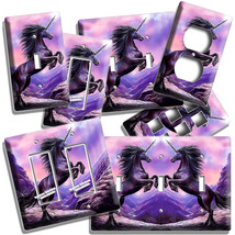 Fantasy Black Unicorn Horse Purple Night Light Switch Outlet Wall Plate Hd Decor - £14.15 GBP+