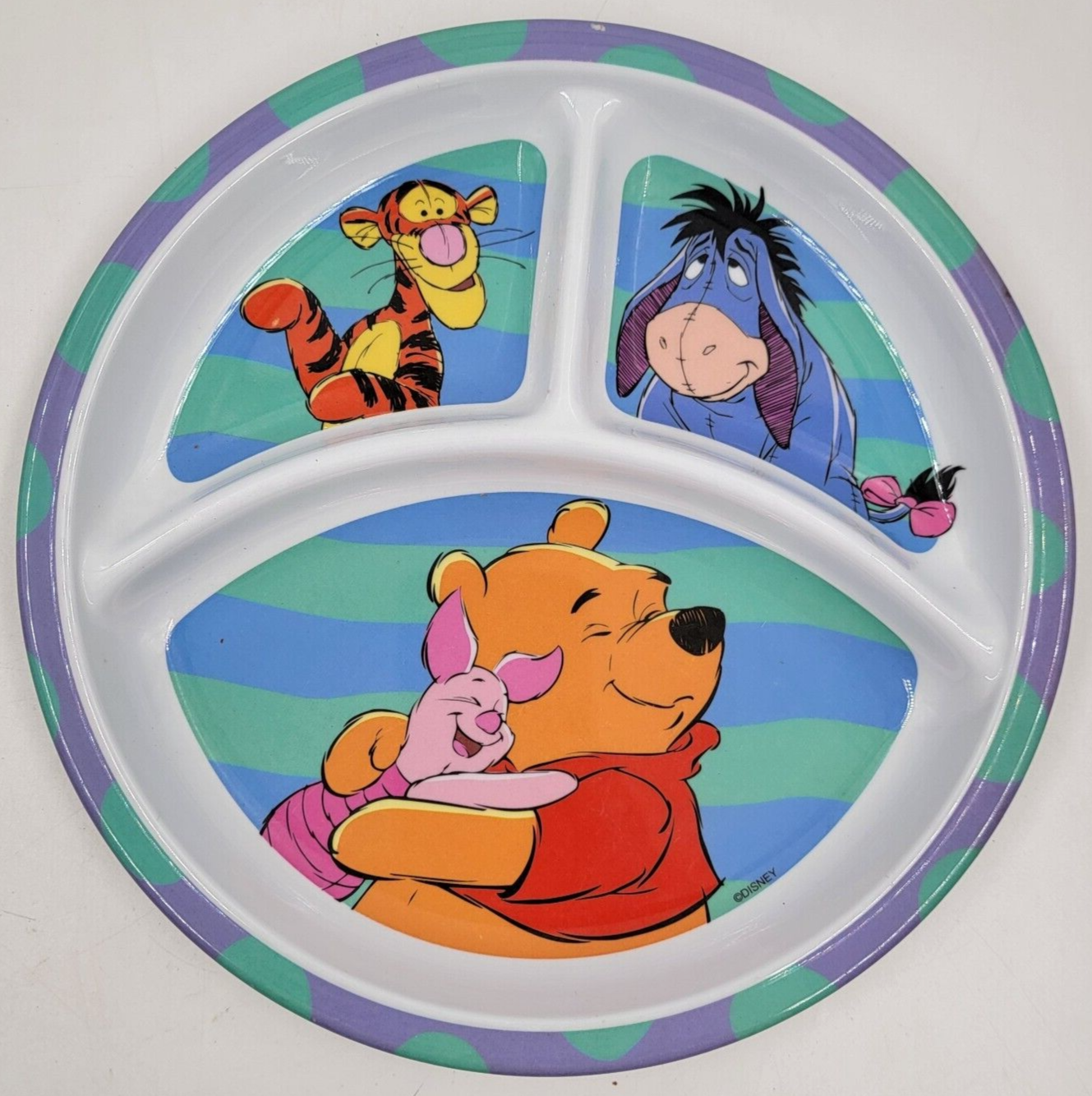  Disney Winnie The Pooh Plate Melamine Divided Childs Baby 1990's Zak Designs - $12.00