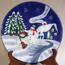 CHRISTMAS HOLIDAY HOME ACCENTS SNOWMAN DINNER SALAD PLATE EARTHENWARE RI... - $9.74
