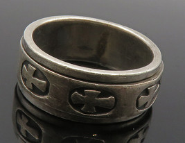 925 Sterling Silver - Vintage Dark Tone Crosses Spinner Ring Sz 8.5 - RG15085 - £42.49 GBP