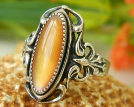 Native American Ring Sterling Silver Golden Shell Size 7 WM Navajo - £40.63 GBP