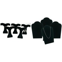 Black Velvet Earring Tree &amp; Velvet Padded Necklace Pendant Bust Easels Kit 9 Pcs - £13.06 GBP