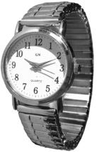 Elastic Extensible Métal Band Watch -Silver Coloured - White deal  - $14.99