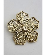 #101 Vintage Gerry&#39;s Gold-Tone Flower Brooch Filigree Petals Flower signed - $10.40 CAD