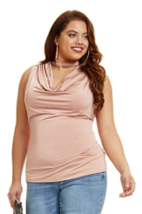 Fashion To Figure Women&#39;s Plus Size Mackenzie Cowl Choker Top, Pink, 2X - £21.45 GBP