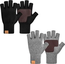 2 Pairs Winter Fingerless Gloves for Women Men, Gloves for Women Warm (Size:L) - £10.64 GBP