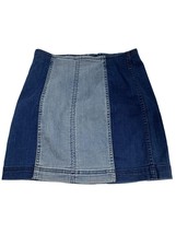 Pacsun Womens Skirt Size 27 Denim Two Tone Panel Blue Short Mini Stretch - $18.81