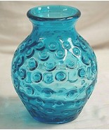Light Blue Art Glass Vase Round Bubble Eyed Big Belly Home Decor Unknown Maker - $59.39