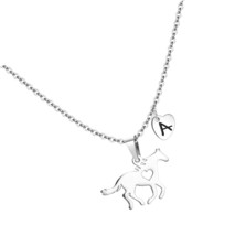 Horse Necklace for Girls Initial Heart Charm Steel - £37.62 GBP