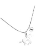Horse Necklace for Girls Initial Heart Charm Steel - £37.53 GBP