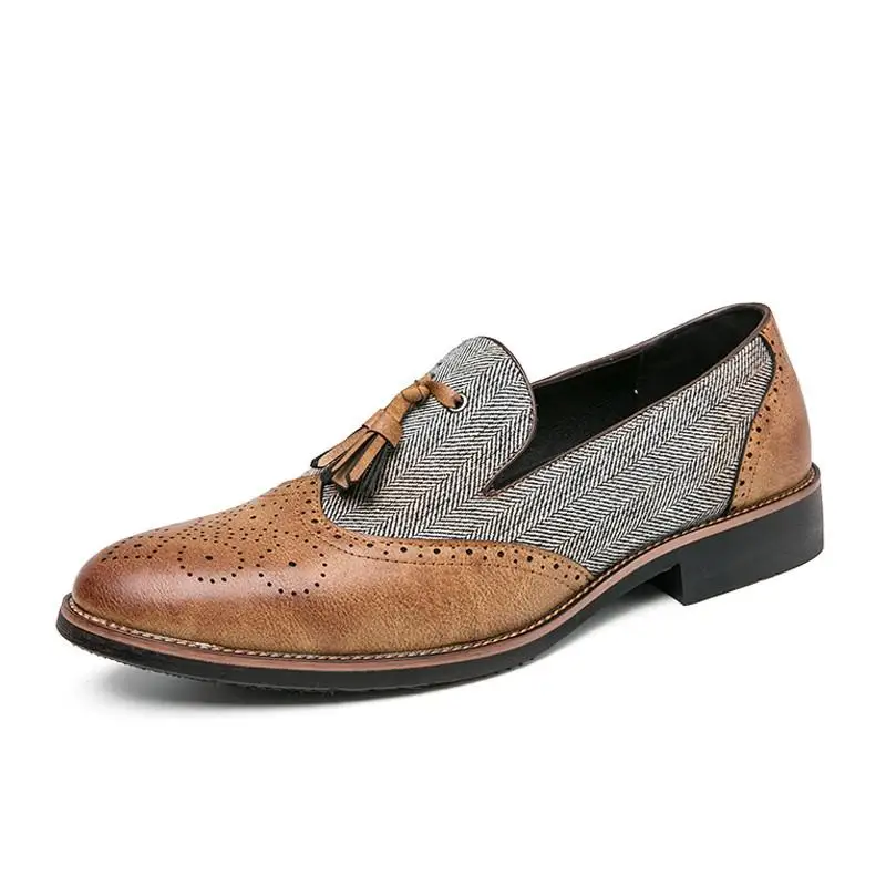 Men Brogue Shoes Big Size 46 Male Tel  Slip On Formal Shoes Wedding Party Dress  - £65.90 GBP