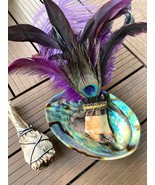 Smudging Fan, Feather Smudging Fan, Crab Claw Fan, Peacock Fan, Handmade... - £34.92 GBP