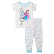 Disney Frozen 2 Piece Snug Fit Pajama Set Toddler Girls White Size 12 M Anna - $17.81