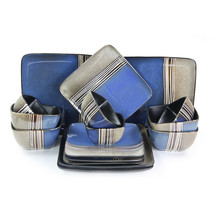 Elama Uptown Loft 16 Piece Double Bowl Stoneware Dinnerware Set with Ser... - $129.19