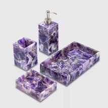Amethyst Stone Bathroom Accessories Set Vanity Top Handmade Art with 4 P... - $1,351.38 CAD