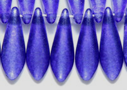 Large Dagger Czech Bead Tanzanite Satin 5x16mm (50) glass spear purple blue - $6.25