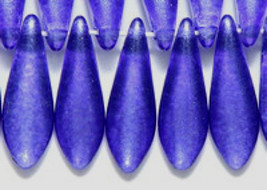 Large Dagger Czech Bead Tanzanite Satin 5x16mm (50) glass spear purple blue - £4.89 GBP