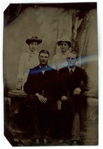 CIRCA 1860&#39;S 1/6 Plate TINTYPE Beautiful Couples in Victorian Clothing &amp; Hats - £12.41 GBP