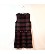 Girls School Uniform Jumper Dress Size 7 Traditional Red Plaid Pleated - £15.70 GBP