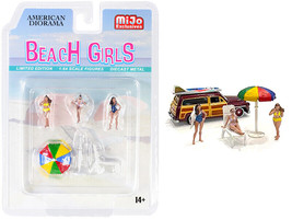 Beach Girls 5 piece Diecast Set 3 Figurines 1 Beach Chaise 1 Beach Umbrella for - £18.05 GBP
