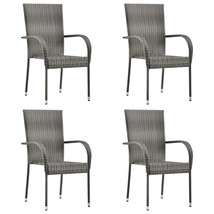 Outdoor Garden Balcony Patio Poly Rattan Stackable Dining Chairs Seats 2... - £75.92 GBP+