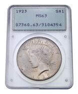 1923 $1 Dollar D&#39;Argent Peace Classé Par PCGS Comme MS-63 Ancien Support - $1,588.23 MXN