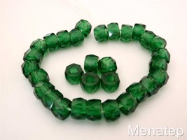 25 6 x 4mm Czech Glass Faceted Crow Beads: Green Emerald - £1.55 GBP