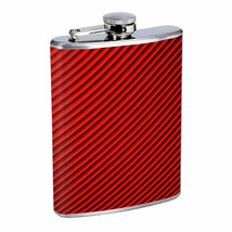 Red Stripes Em1 8oz Stainless Steel Flask Drinking Whiskey Liquor - £11.57 GBP