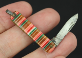 Rare! Vintage Miniature &quot;N.Y.M. Co.&quot; Pocket Knife Candy Stripe 1960&#39;s 1.5&quot; - £27.40 GBP