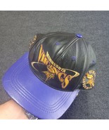 Vintage Minnesota Vikings Hat Black and Purple Leather Script Logo Pro E... - £29.63 GBP