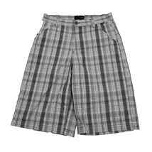 Hurley X Shorts Boys 16 Gray Bermuda Flat Front Plaid Button Zip Pocket ... - $14.21