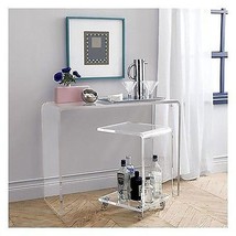 Acrylic Console table waterfall style 42&quot; x 12&quot; x 36&quot; tall 1.00&quot; thick clear acr - £778.49 GBP