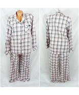 Victorias Secret Medium Flannel Pajama Long Sleeve PJs Set Black Pink Plaid - £28.36 GBP