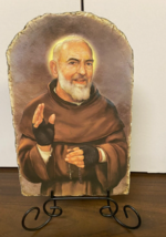 Padre Pio Arched Tile Plaque with metal stand, New - £31.64 GBP