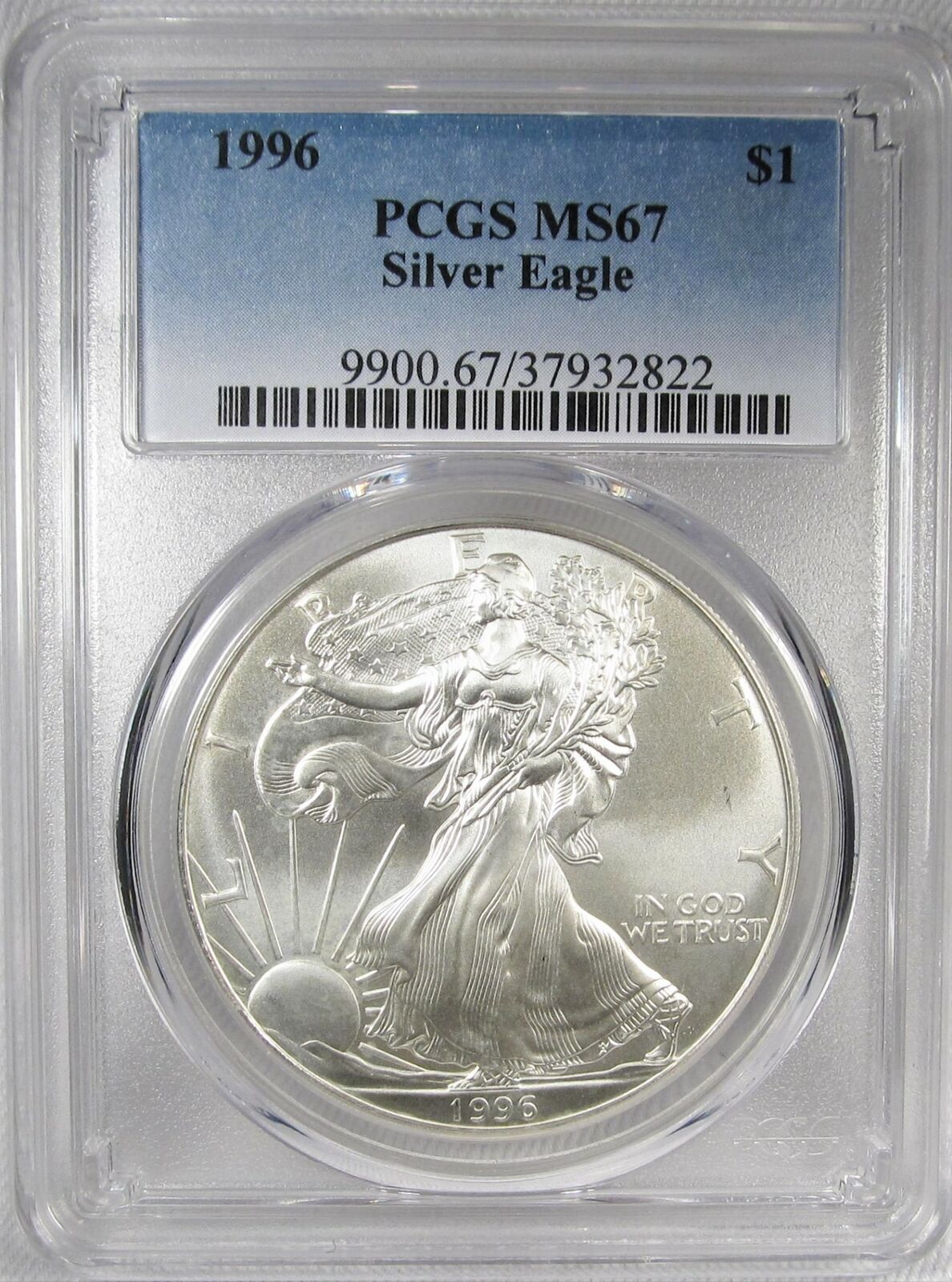 Primary image for 1996 Silver Eagle Doubled Die Obverse PCGS MS67 Coin AH378