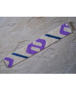 Bracelet, Geometric Motif in Purple, White, &amp; Blue, Peyote Stitch, Tube ... - $39.00