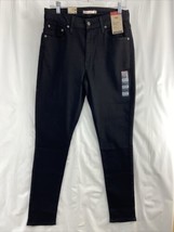 Levi&#39;s Womens 721 High Rise Skinny Stretch Jeans Black Denim 32x30 Size 14 NWT - $37.99