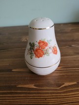 Antique Hand Painted Porcelain Muffineer Sugar Shaker Roses W Gilt Trim - £14.88 GBP