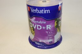 Verbatim DVD+R 100 Pack Discs 16x White Inkjet Printable Factory Sealed New - $18.80
