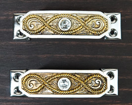 Set Of 2 Rustic Western Braided Ropes Crystal Drawer Cabinet Door Bar Pu... - £14.32 GBP