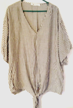 The Impeccable Pig blouse size L women white, gray stripes short sleeve ... - £14.22 GBP