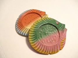 COASTERS INDONESIA 1960&#39;s HAND CRAFTED FISH COLORFUL 5 x 4 INCHES COLLEC... - $16.78