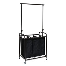 Oceanstar 3-Bag Rolling Adjustable Hanging Bar Laundry Sorter, Bronze - $86.44